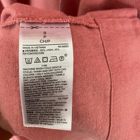 GAP linen blend spring summer shift dress small flutter sleeve pockets - Picture 5 of 6